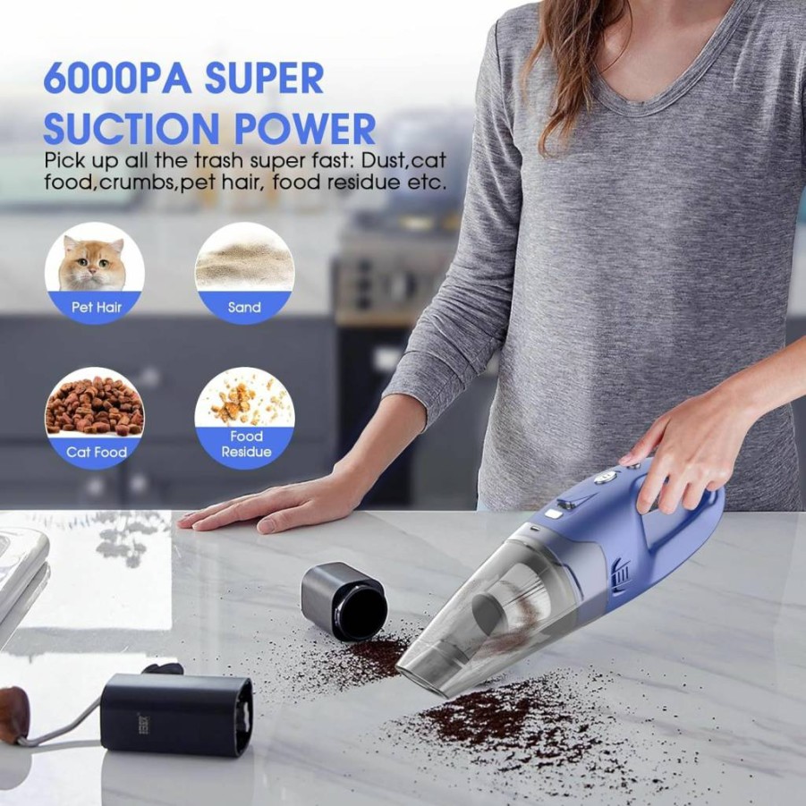 YOOHI Cordless Handheld Vacuum Cleaner - 1.5Lbs Lightweight, Rechargeable with LED Light & Multi Accessories for Car and Home, Portable Dust Buster