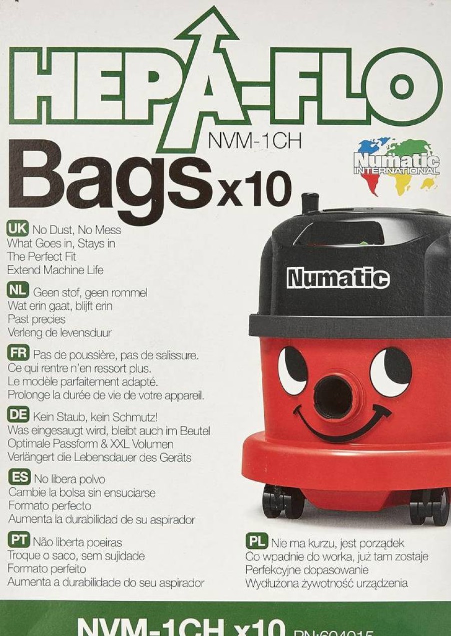 Numatic NVM-1CH HEPAflo Disposable Vacuum Filter Bags (10-Pack) - Compatible with Henry HVR200A, Hetty HET200A, James JVP180 & Henry Micro HVR200M Vacuum Cleaners