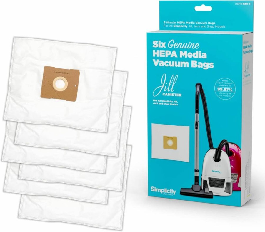 Simplicity Vacuums SZH-6 HEPA Replacement Bags 6-Pack for Jill, Jack & Snap Canister Models - Type Z Filter Bags