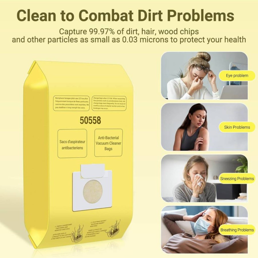 PETOX 12-Pack High-Efficiency Vacuum Cleaner Bags for Kenmore Canister Models 5055, 50557, 50558 & Panasonic Type C-5 Vacuums