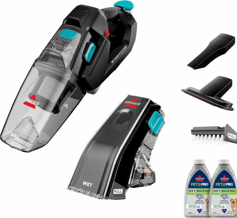 Bissell 3705 Cordless Portable 2-in-1 Deep Cleaner and Handheld Vacuum with Pet Stain Remover, Black