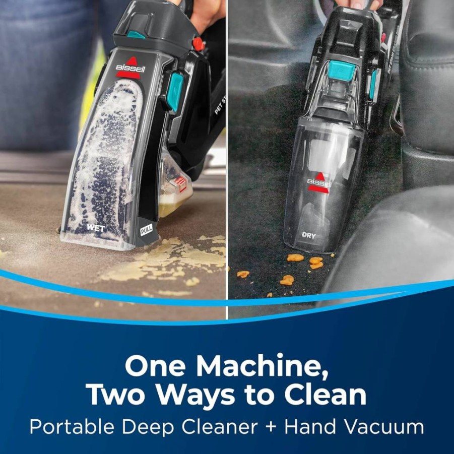 Bissell 3705 Cordless Portable 2-in-1 Deep Cleaner and Handheld Vacuum with Pet Stain Remover, Black