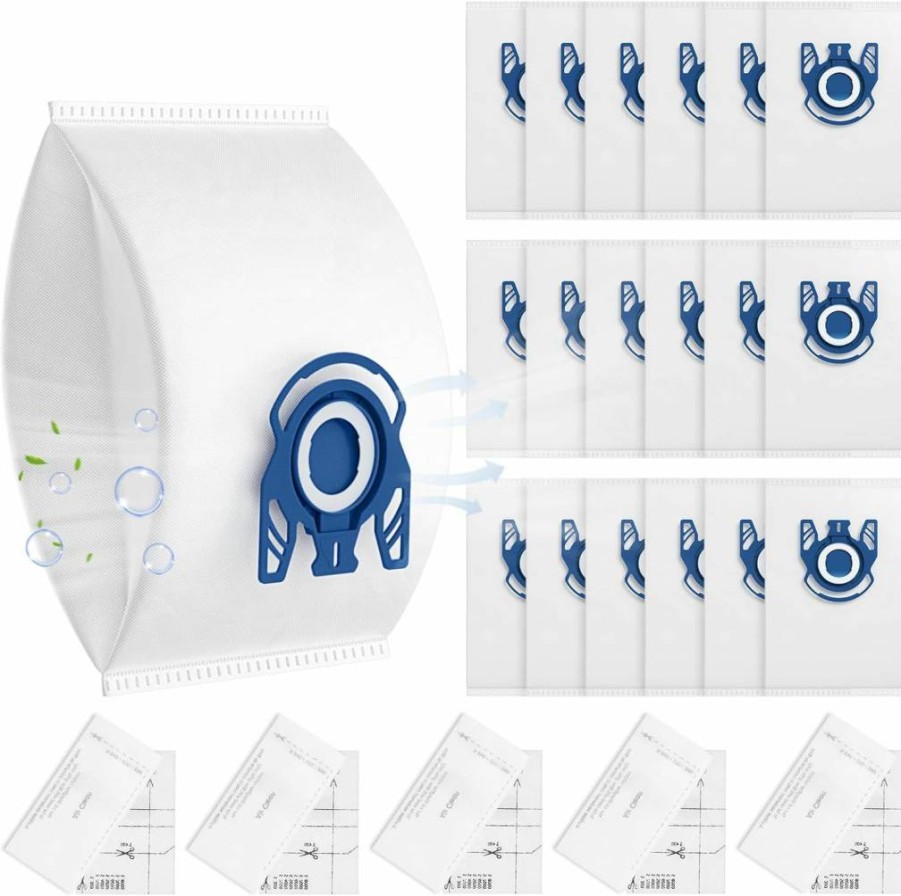 20 Pack LINNIW 3D Airclean Vacuum Bags Compatible With Miele Classic C1, Complete C1-C3, S2-S8 Series Canister Vacuum Cleaners | HEPA Filter Replacement
