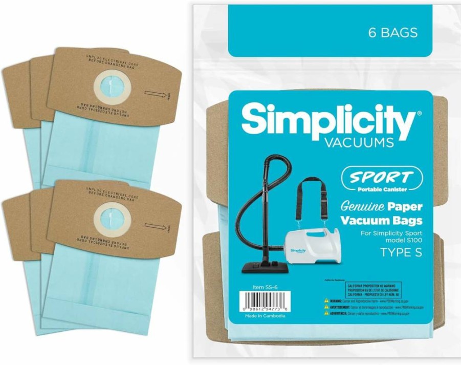 Simplicity Vacuums SS-6 Type S Vacuum Bags - 6 Pack for Sport Vacuum Models
