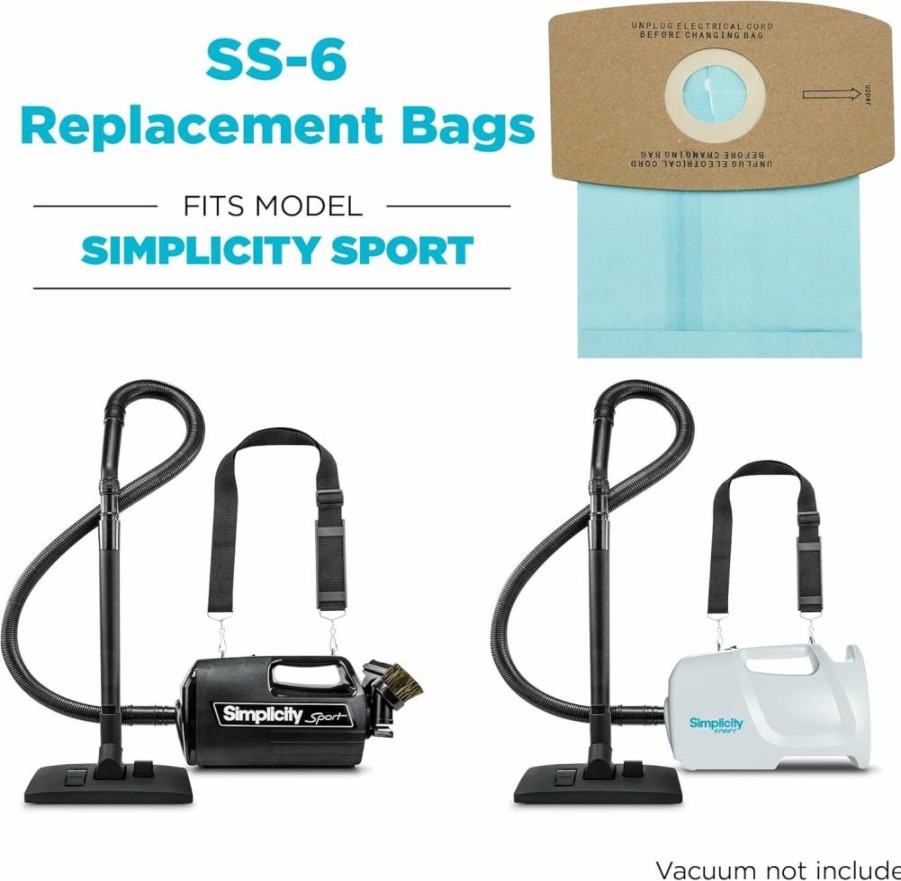 Simplicity Vacuums SS-6 Type S Vacuum Bags - 6 Pack for Sport Vacuum Models