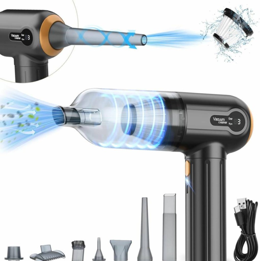 Beautiq Cordless Handheld Car Vacuum Cleaner - 15000Pa Strong Suction, Rechargeable Air Duster Blower for Pet Hair & Dust with LED Display, Portable Mini Vac for Home & Auto