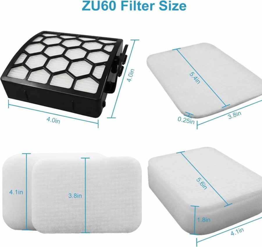 Ancolin Zu60 Vacuum Filter Replacement Kit for Shark Navigator NV150 NV151 NV255, 2 HEPA Filters + 6 Foam + 6 Felt Pads, Compatible with Shark Zu60 Zu62 Zu62C Models, Replaces Part #1238FT60