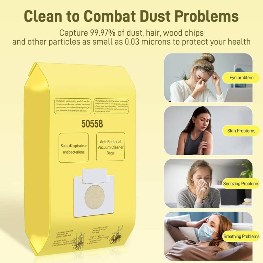 PETOX 10-Pack High-Efficiency Vacuum Cleaner Bags for Kenmore Canister Models 5055, 50557, 50558 & Panasonic Type C-5 Vacuums