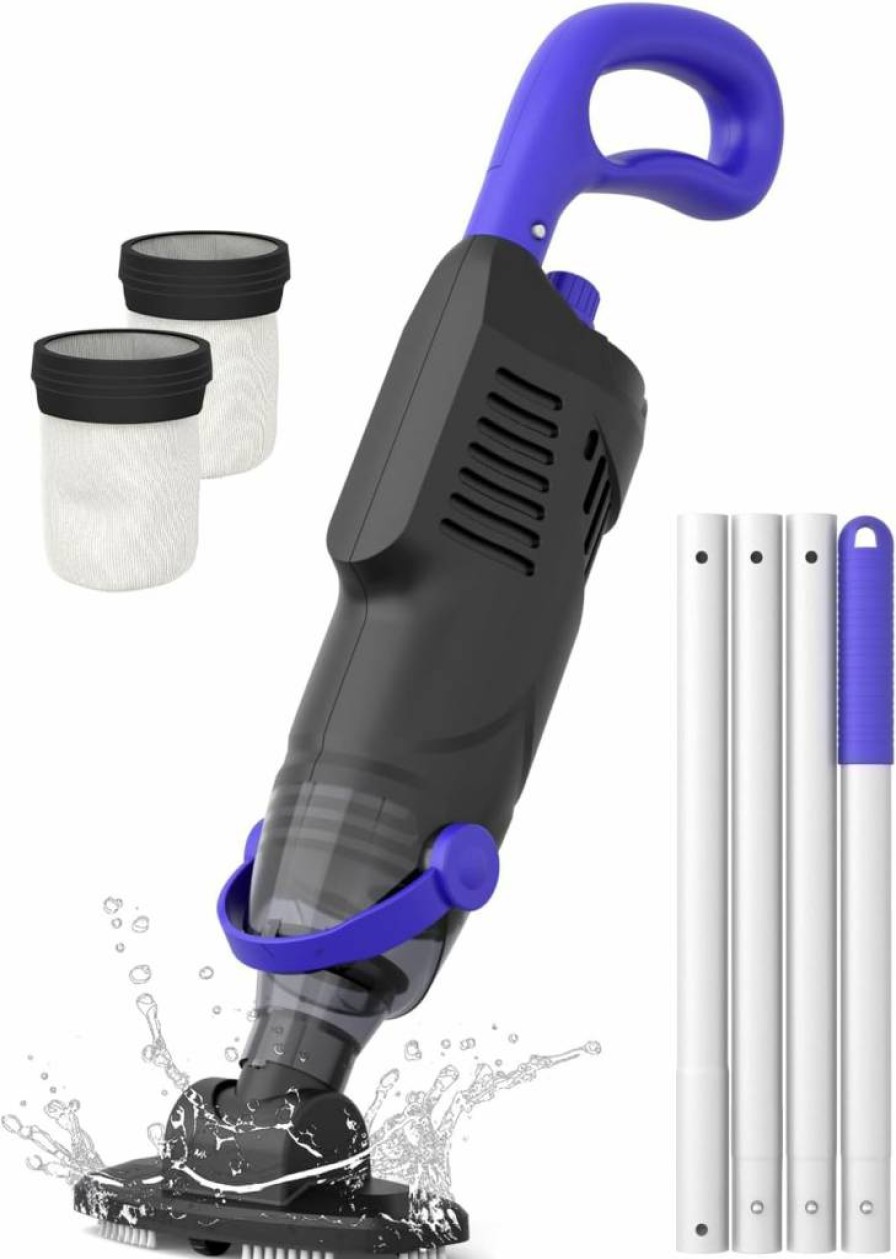 Wuwo Little Shark Cordless Pool Vacuum - 60W Motor, 18 GPM Suction, 5000mAh Battery (1H Runtime), Compact & Lightweight for Above Ground Pools & Hot Tubs