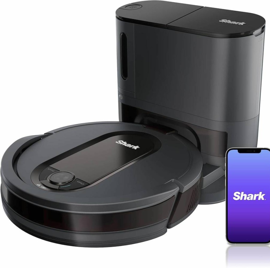 Shark EZ Robot Vacuum RV912S with Self-Empty Base, Bagless, Wi-Fi, Dark Gray (Renewed) - Powerful Suction, Smart Mapping, Works with Alexa