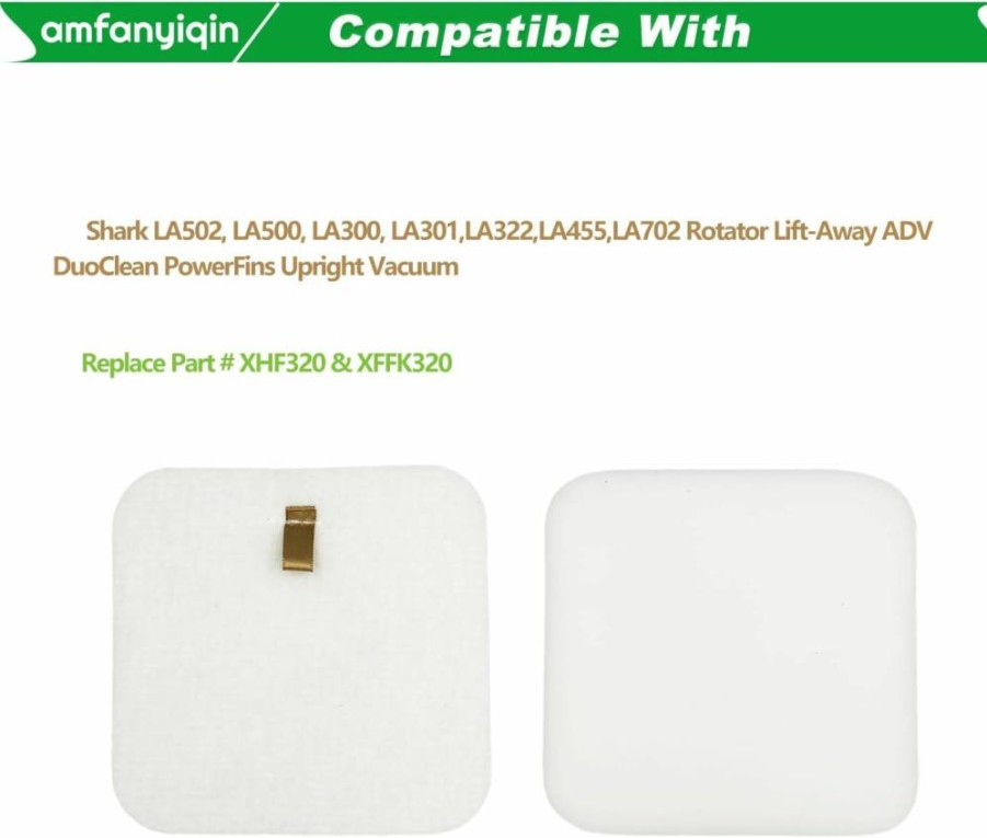 AMFANYIQIN 4-Set Vacuum Filter Replacement Compatible With Shark LA502 LA500 LA300 LA301 LA322 LA455 LA702 Rotator Lift-Away DuoClean PowerFins Upright Vacuums - Foam & Felt Filters Replaces XFFK320 XHF320 Parts