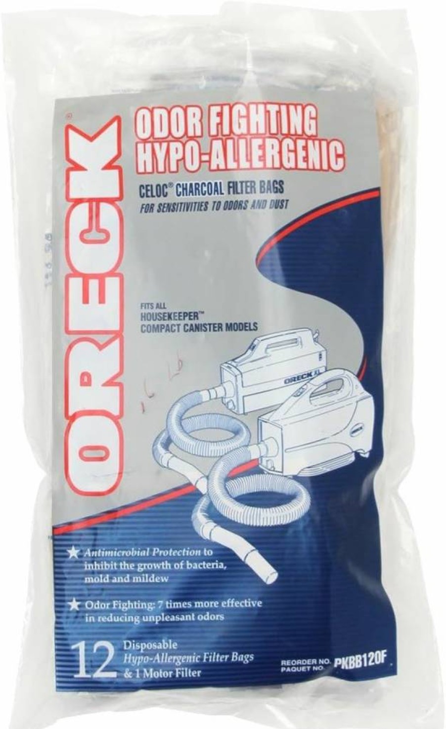 Oreck Pkbb12Od Hypo-Allergenic Vacuum Bags for Handheld Vacuums - 12 Pack, White, Odor Fighting