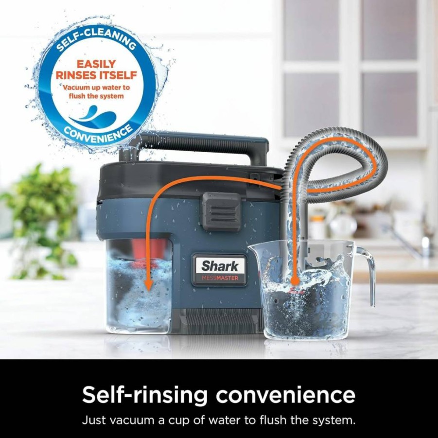 Shark VS101 MessMaster 1-Gallon Corded Wet Dry Vacuum with AnyBag Tech - Self-Cleaning, Ultra-Powerful Suction for Pet Hair & Car Cleaning (Renewed, Blue)
