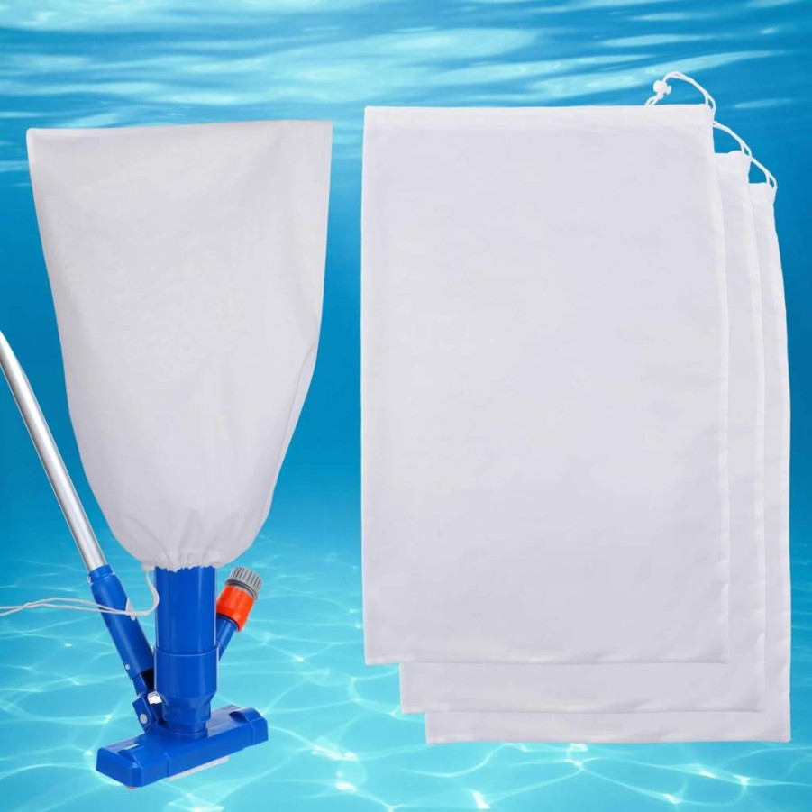 PAMASE 4-Pack 16" x 24" Fine Mesh Pool Vacuum Cleaner Replacement Bags with Pull Lock for Leaf Debris Collection