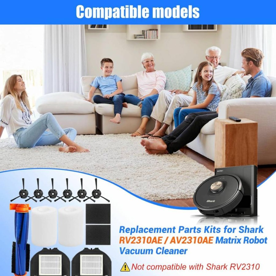 Taisouw 2-Pack Replacement Brush Roller Kit for Shark AI AV2501S RV2502AE RV2520AOUS AV2510AOUS AV2511AE RV2610WA AV2610WA RV2310AE AV2310AE RV2320S UR2350AE Vacuum Cleaner Accessories