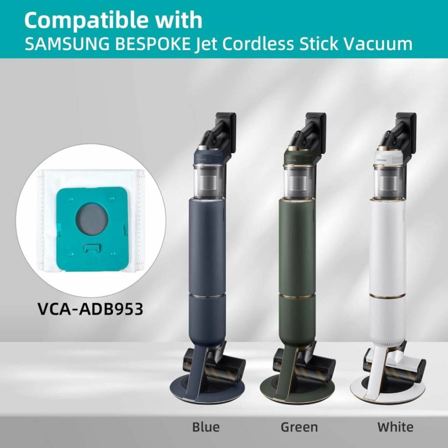 12 Pack AnDongo VCA-ADB953 Replacement Dust Bags for Samsung Bespoke Jet Cordless Vacuum, Large Capacity Disposable Vacuum Bags with All-in-One Clean Station Accessories
