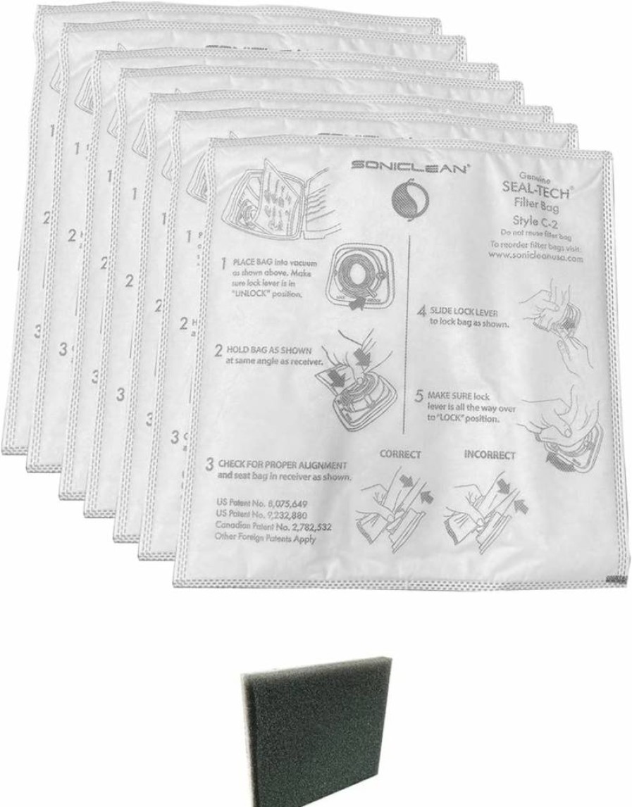 Soniclean Whisperjet C2 Replacement Filter Bags with Noise-Reducing Technology for Ultra-Quiet Vacuum Performance