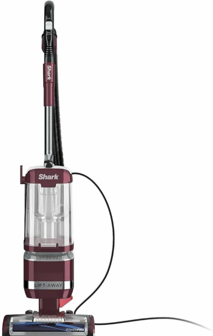 Shark Navigator Lift-Away ADV Upright Vacuum Cleaner with PowerFins Brushroll, LED Headlights, Swivel Steering, Renewed (Red)