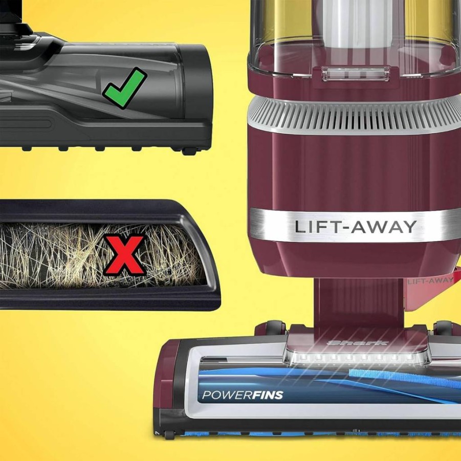 Shark Navigator Lift-Away ADV Upright Vacuum Cleaner with PowerFins Brushroll, LED Headlights, Swivel Steering, Renewed (Red)