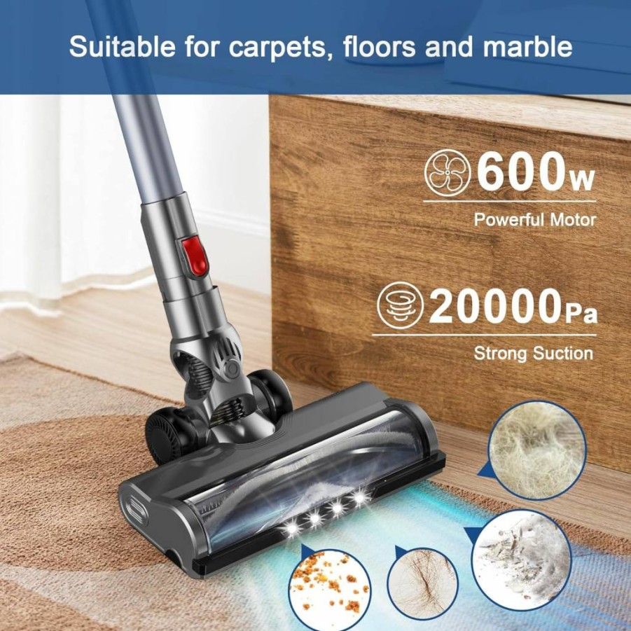 Intercleaner Corded Stick Vacuum Cleaner - 400W Motor, 15Kpa Powerful Suction, Lightweight 12-in-1 for Hardwood Floors, Carpets & Pet Hair, Ultra Quiet with Handheld Mode
