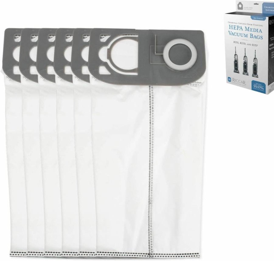 Riccar R25Hc-6 HEPA Vacuum Bags, 6-Pack Charcoal-Infused Gray Replacement Bags for Riccar R25 Series Vacuums