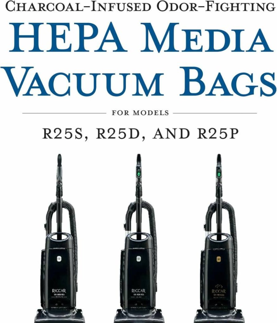 Riccar R25Hc-6 HEPA Vacuum Bags, 6-Pack Charcoal-Infused Gray Replacement Bags for Riccar R25 Series Vacuums