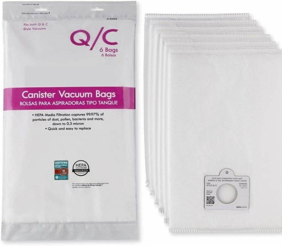 6-Pack Casa Vacuums HEPA Filtration Bags for Kenmore Elite/Intuition/Progressive Canister Vacuums 200-800 Series, Replaces 5055 50104 50557 50558 53291 (White)