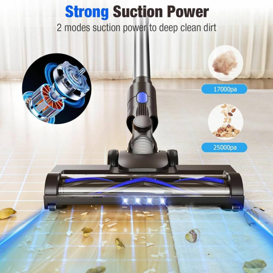 AIRDIYA Cordless Stick Vacuum Cleaner 8-in-1, 2200mAh Battery 35min Runtime, Lightweight for Hard Floors & Low-Pile Carpets, Self-Standing with Powerful Suction for Pet Hair
