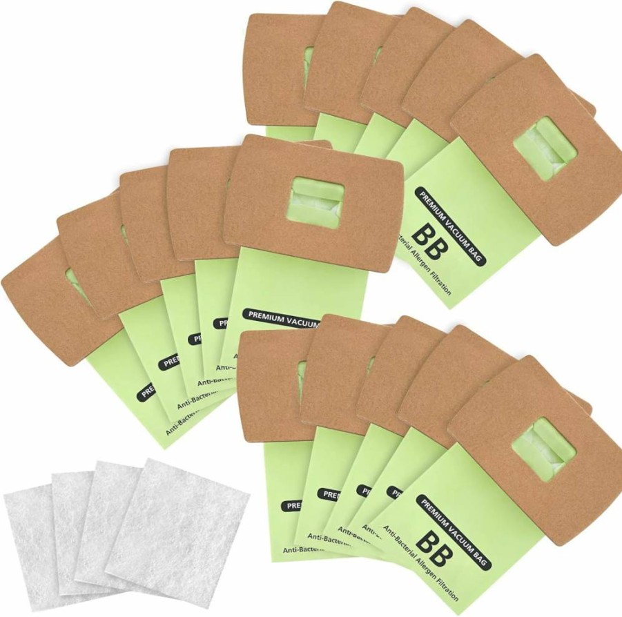 iSingo 15 Pack Type BB Vacuum Bags Replacement for Oreck XL Buster B, Compatible with Models PKBB12DW BB180 BB280 BB850 BB870 BB900 BB1000 MV160 - Includes 4 Motor Filters