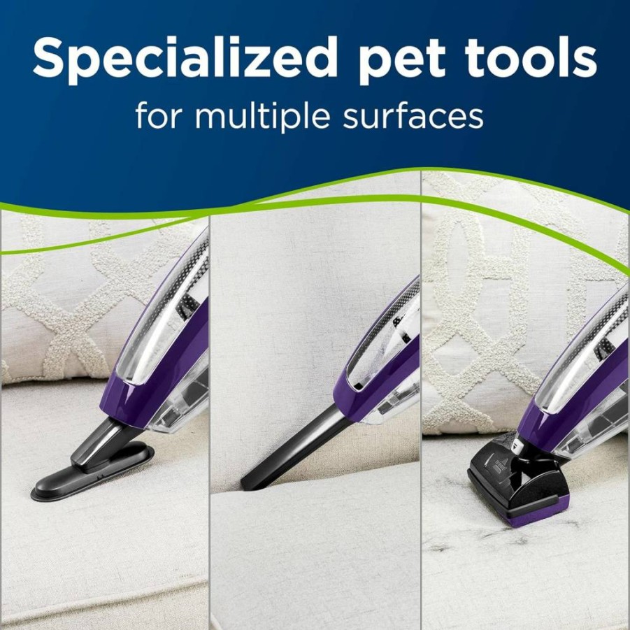 Bissell Cordless Handheld Vacuum for Pet Hair - Lightweight, Lithium Ion, Purple, Portable Eraser Cleaner