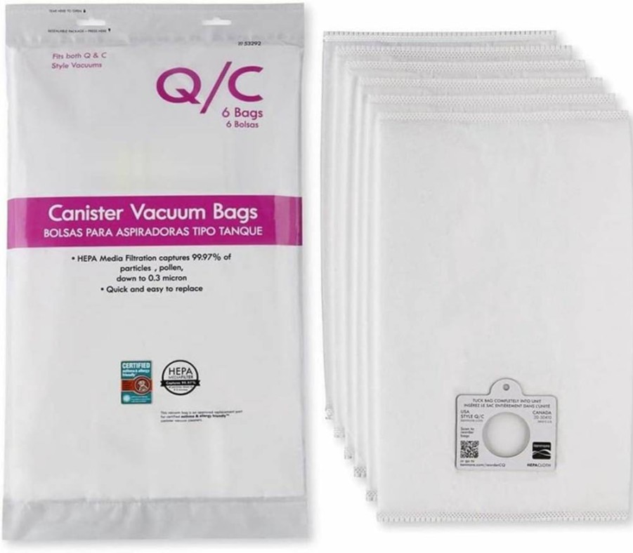 Youmeichuang 6-Pack HEPA Vacuum Bags Compatible with Kenmore 53292 Type Q Canister Vacuums (White)