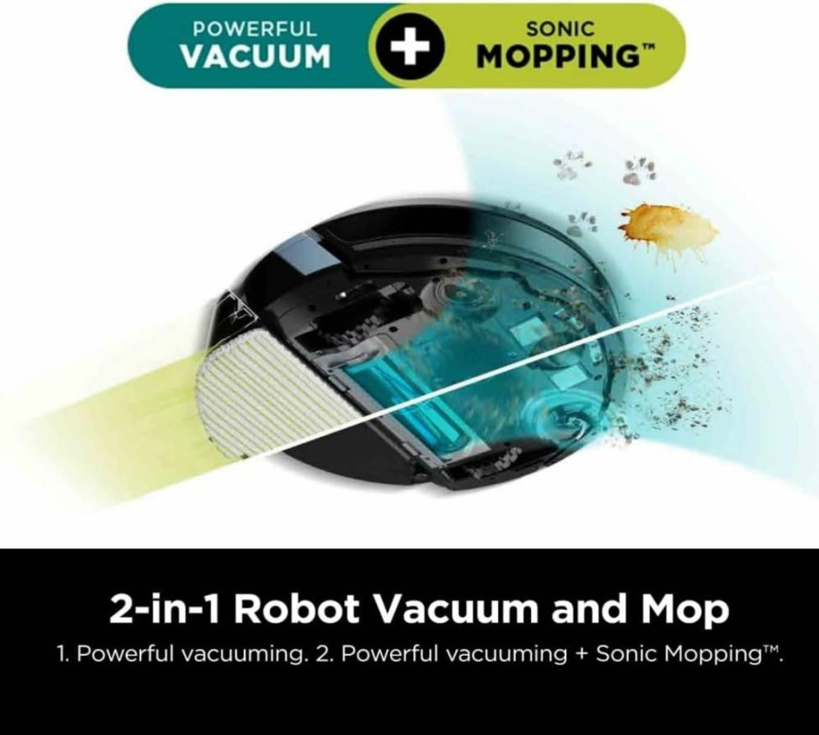Shark RV2620WD AI Ultra Robot Vacuum and Mop with MatrixClean Navigation, CleanEdge Technology, Pet Hair Pickup, Works on Carpets and Hard Floors, Alexa Compatible, Black/Mocha