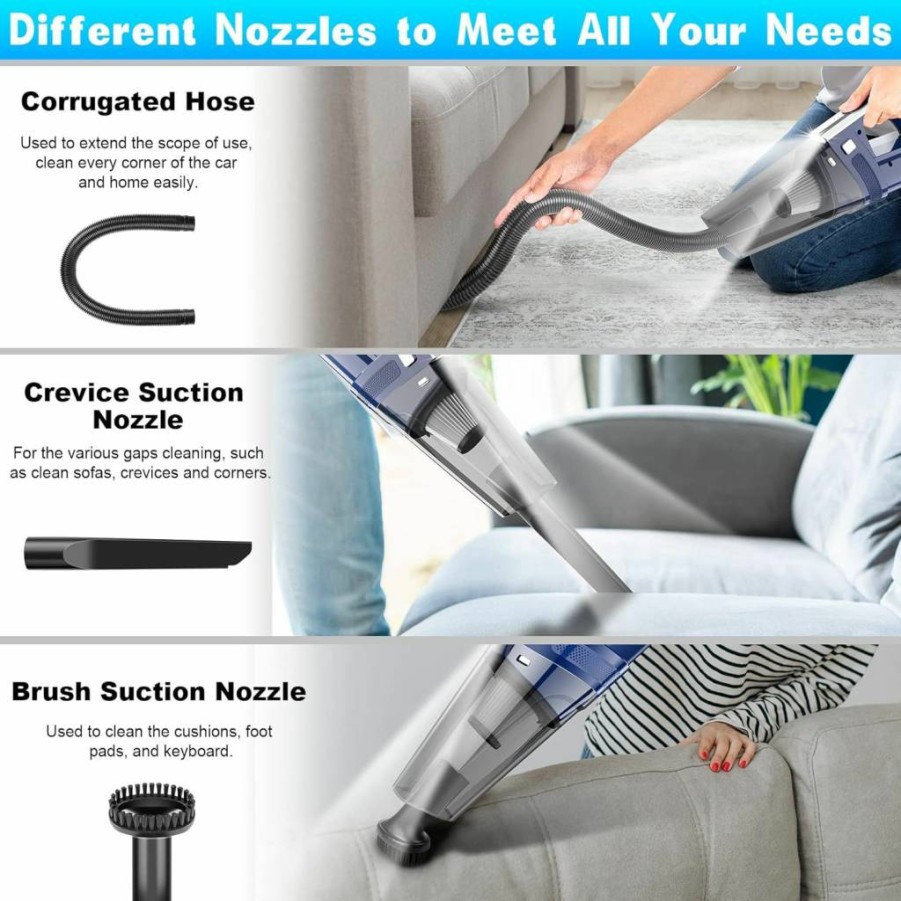 SAKOLD Cordless Handheld Vacuum Cleaner - 11000Pa Powerful Suction, Portable & Rechargeable for Car, Home, Office - Mini Lightweight Design