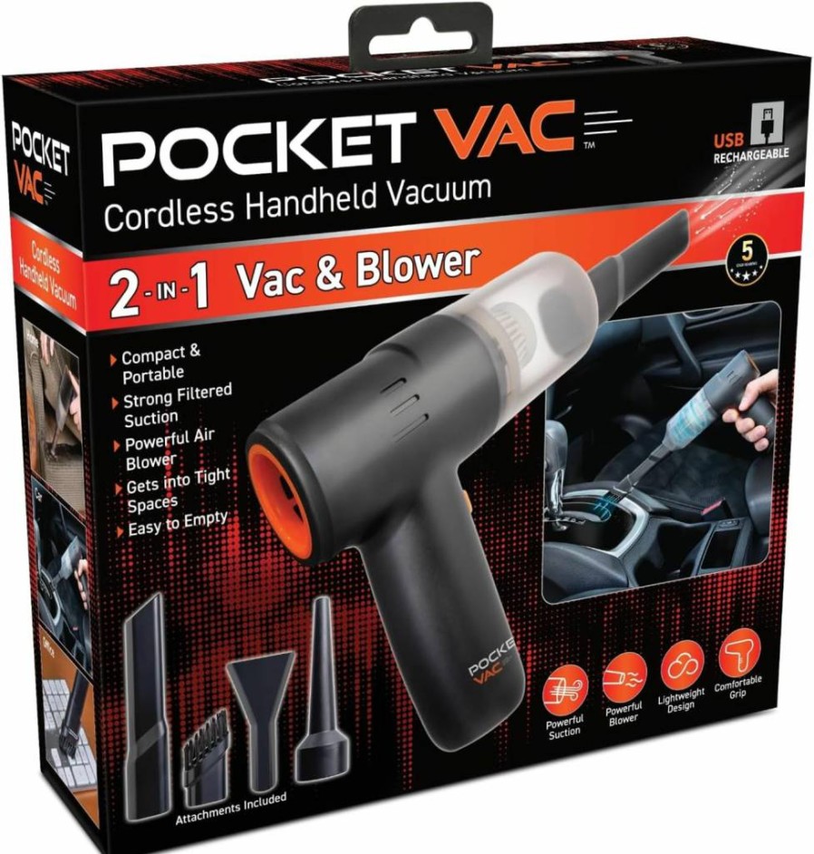 Pocket Vac Handheld Vacuum Cleaner - Cordless, Lightweight for Home, Car, Pet Hair, and Dust Cleaning