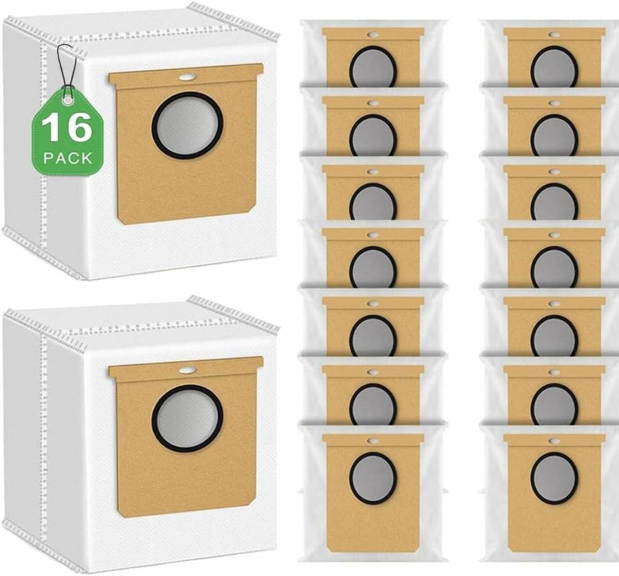 16 Pack VENDGATRRE Replacement Dust Bags Compatible With Eufy L60, L50, Haier H9+, Conga 9090 Ai Robot Vacuum, 2.5L Disposable Vacuum Cleaner Bags