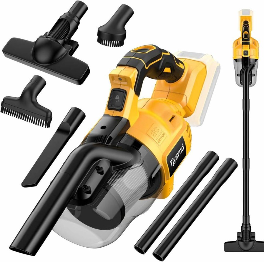 Tjysvnd 20V Cordless Handheld Vacuum Cleaner with Washable HEPA Filter, Powerful Suction for Car, Carpets, Furniture - Compatible with Dewalt Batteries (Battery Not Included)