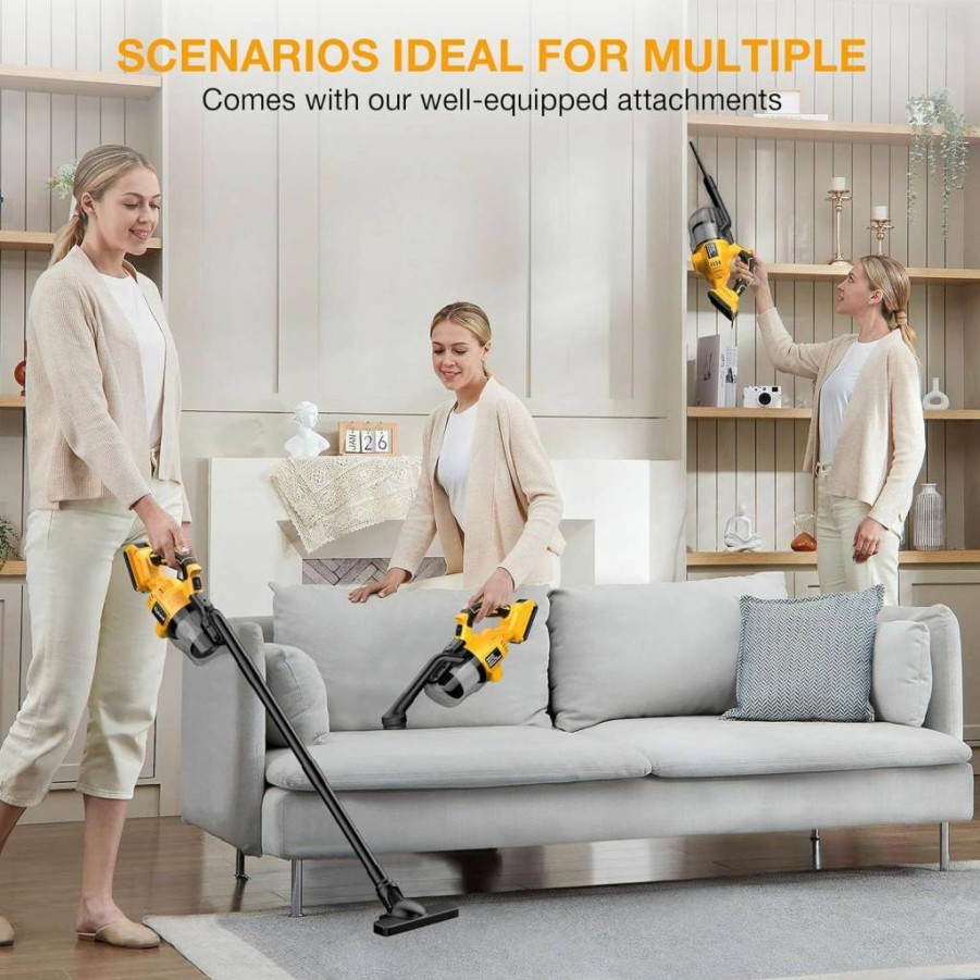 Tjysvnd 20V Cordless Handheld Vacuum Cleaner with Washable HEPA Filter, Powerful Suction for Car, Carpets, Furniture - Compatible with Dewalt Batteries (Battery Not Included)