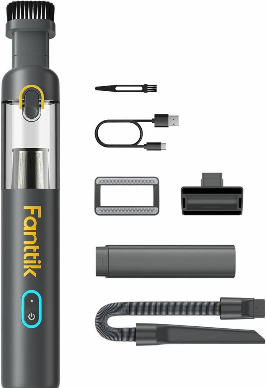 Fanttik Slim V8 Mate Cordless Car Vacuum Cleaner - 12000Pa Powerful Suction, Portable Mini Vac with Flexible Hose & Pet Brush, USB-C Charging for Auto, Home, Keyboard Cleaning, Compact & Lightweight