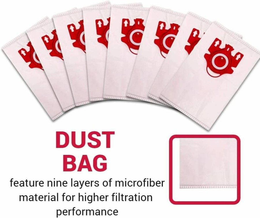 INKjetsclub 8-Pack Miele FJM Vacuum Bags with 2 Filters - Compatible with Miele Compact C1, C2 & S Series, Airclean 3D Efficiency Dust Bags Replacement