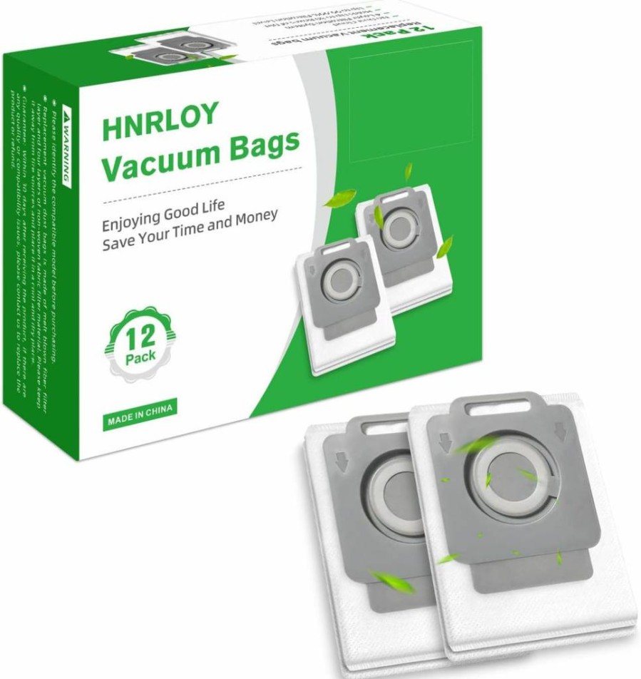 12 Pack HNRLOY Vacuum Dust Bags Compatible with iRobot Roomba i7/i8/i3/i4/i6/J7/S9 Series - Replacement Automatic Dirt Disposal Bags for Roomba Self-Emptying Robot Vacuums