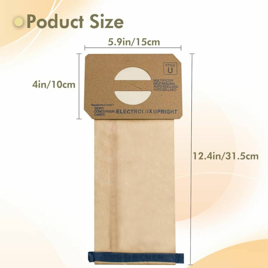 24-Pack Purzest Micro Filtration Vacuum Bags for Electrolux & Aerus Upright Vacuums - Compatible with Discovery II, Lux 4000, Ultralux, Genesis, Prolux, Epic 3500 Models