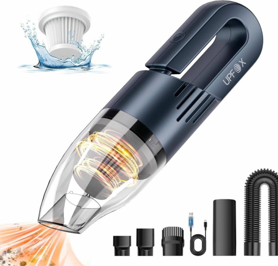 UPFOX Cordless Handheld Vacuum Cleaner - Portable Rechargeable Mini Vacuum for Car, Home, Office, Pet Hair, Travel Cleaning (Black)