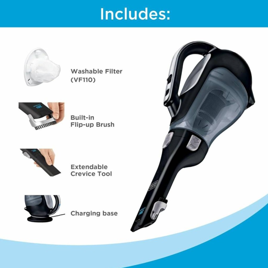 BLACK+DECKER BDH2000L Dustbuster 20V Cordless Handheld Vacuum Cleaner with Powerful Suction for Home and Car Cleaning