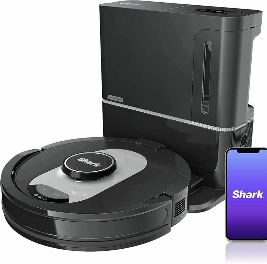 Shark RV2502AE/RV2520AE AI Ultra Robot Vacuum - Self-Emptying Base, Bagless, LiDAR Navigation, Smart Mapping, 60-Day Capacity, Pet Hair Specialist, Renewed (Black)
