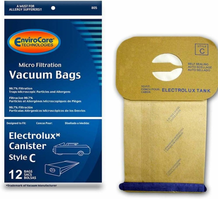 EnviroCare Type C Vacuum Bags - 12 Pack for Aerus & Electrolux Compatible Models
