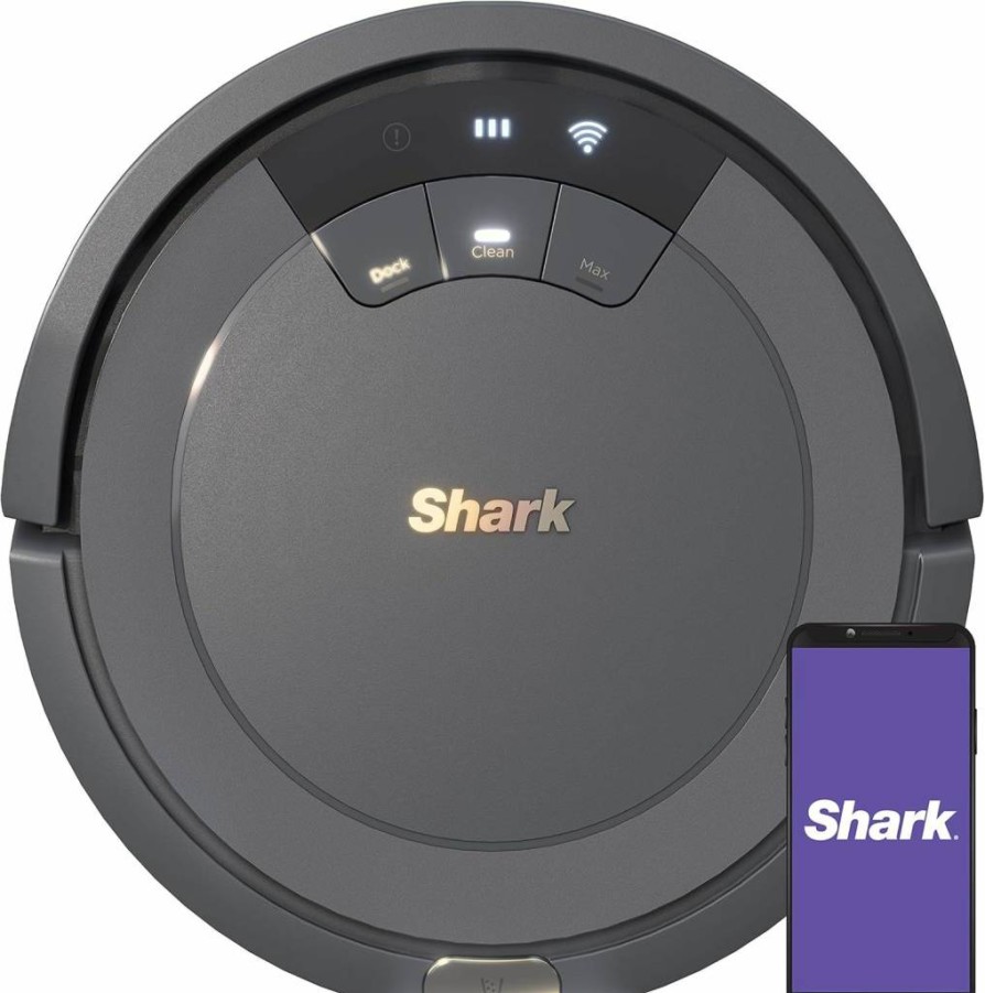 SHARK AV753 Wi-Fi Connected Robot Vacuum with Alexa Compatibility, 120-Minute Runtime, Multi-Surface Cleaning, Renewed (Gray)