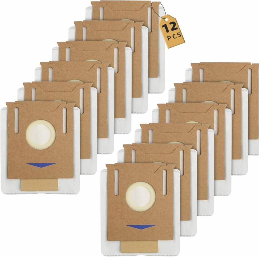12 Pack Ucoolbe Vacuum Dust Bags Compatible with Yeedi K781+, Ecovacs Deebot T8/T9/N8/N10 Series, Disposable Vacuum Cleaner Bags for Ozmo Aivi Max Pro Plus DX93 DDX96 Models