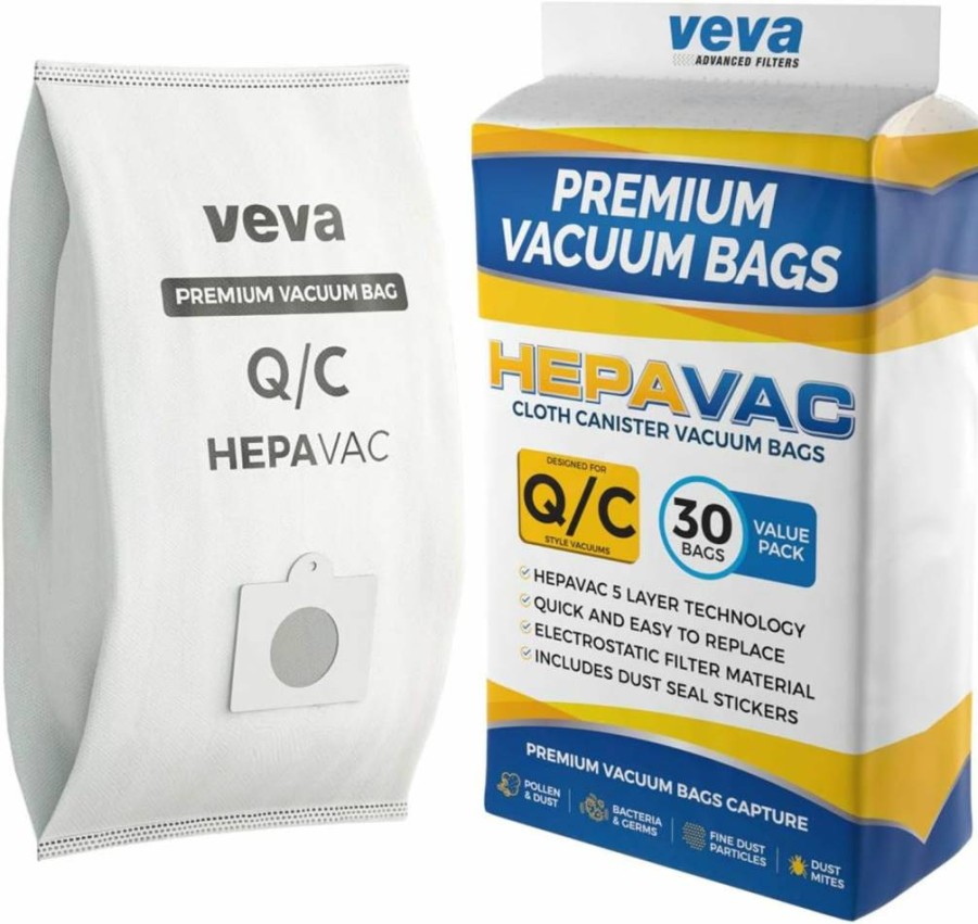 30 Pack VEVA HEPA Vacuum Bags for Kenmore Canister Q Series 200 400 600, Compatible With Models 5055 50558 53291 53292, Type Q Replacement Filter Bags