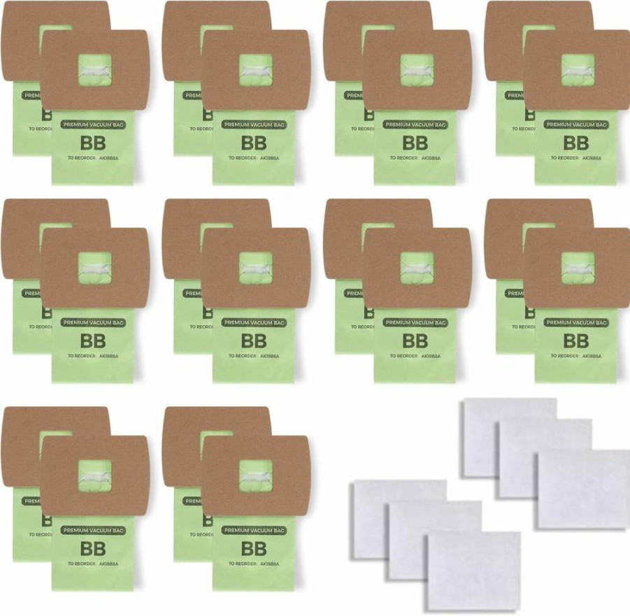 20 Pack BIHARNT Type BB Vacuum Bags - Compatible with Oreck XL Buster B, BB180, BB280, BB850, BB870, BB880, BB900, BB1000 & MV160CC1600 - Includes 6 Motor Filters