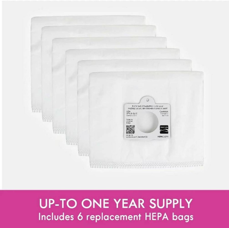 Kenmore 6-Pack Replacement Vacuum Bags Compatible with Models 81214, 81414, 81614, 81615, 81714, 21814, BC7005, BC3005, BC2005 - 6 Count Canister Vacuum Cleaner Bags